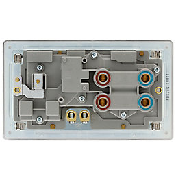 LAP  45A 2-Gang DP Cooker Switch & 13A DP Switched Socket Brushed Stainless Steel with LED with Graphite Inserts
