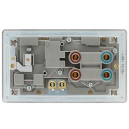 LAP  45A 2-Gang DP Cooker Switch & 13A DP Switched Socket Brushed Stainless Steel with LED with Graphite Inserts