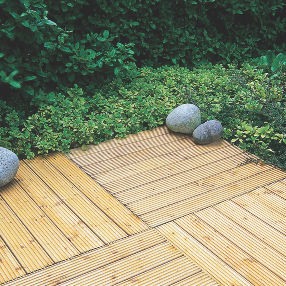 11 Pack Square Interlocking Wood Grain Composite WPC Garden Decking Tiles Dark Grey 30 x 30cm - 7