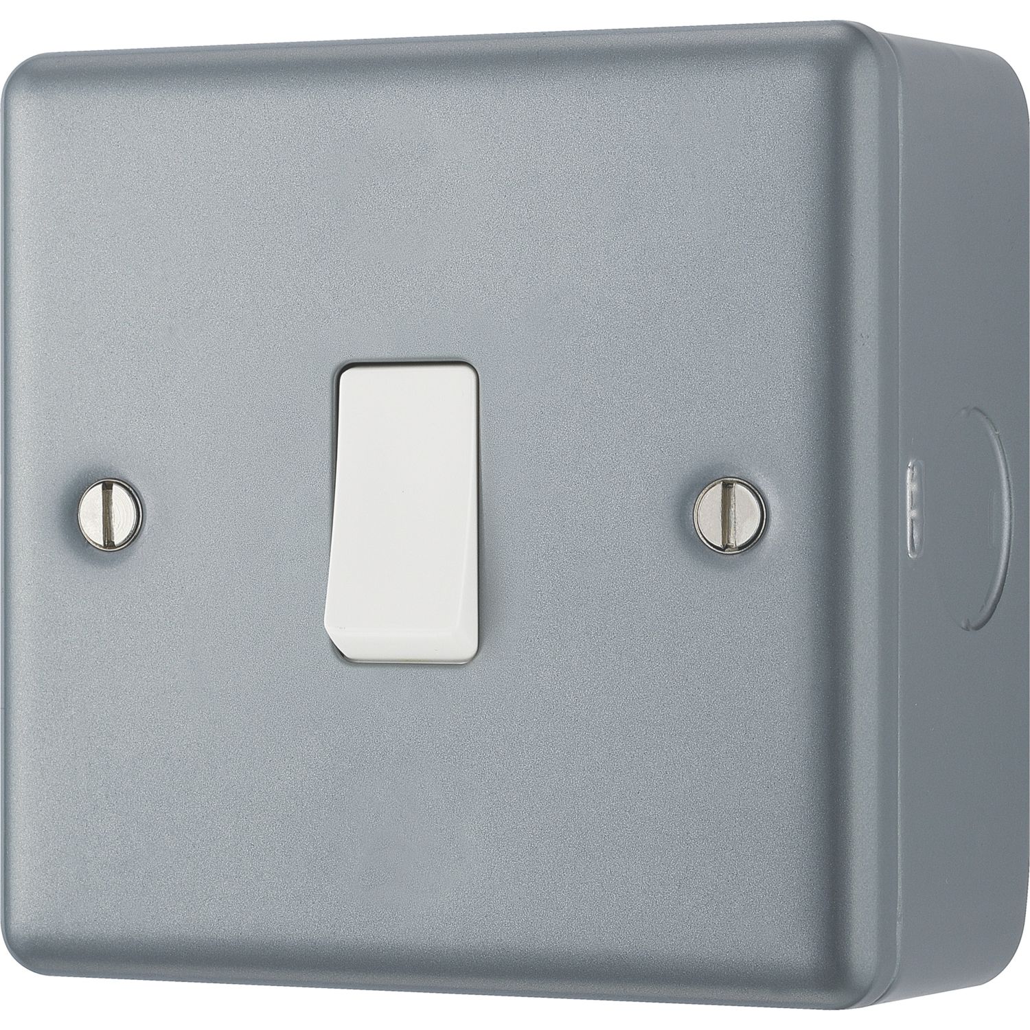 British General 10AX 1-Gang 2-Way Metal Clad Single Light Switch with White Inserts (117PF)