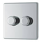 LAP  2-Gang 2-Way LED Dimmer Switch  Polished Chrome with Colour-Matched Inserts