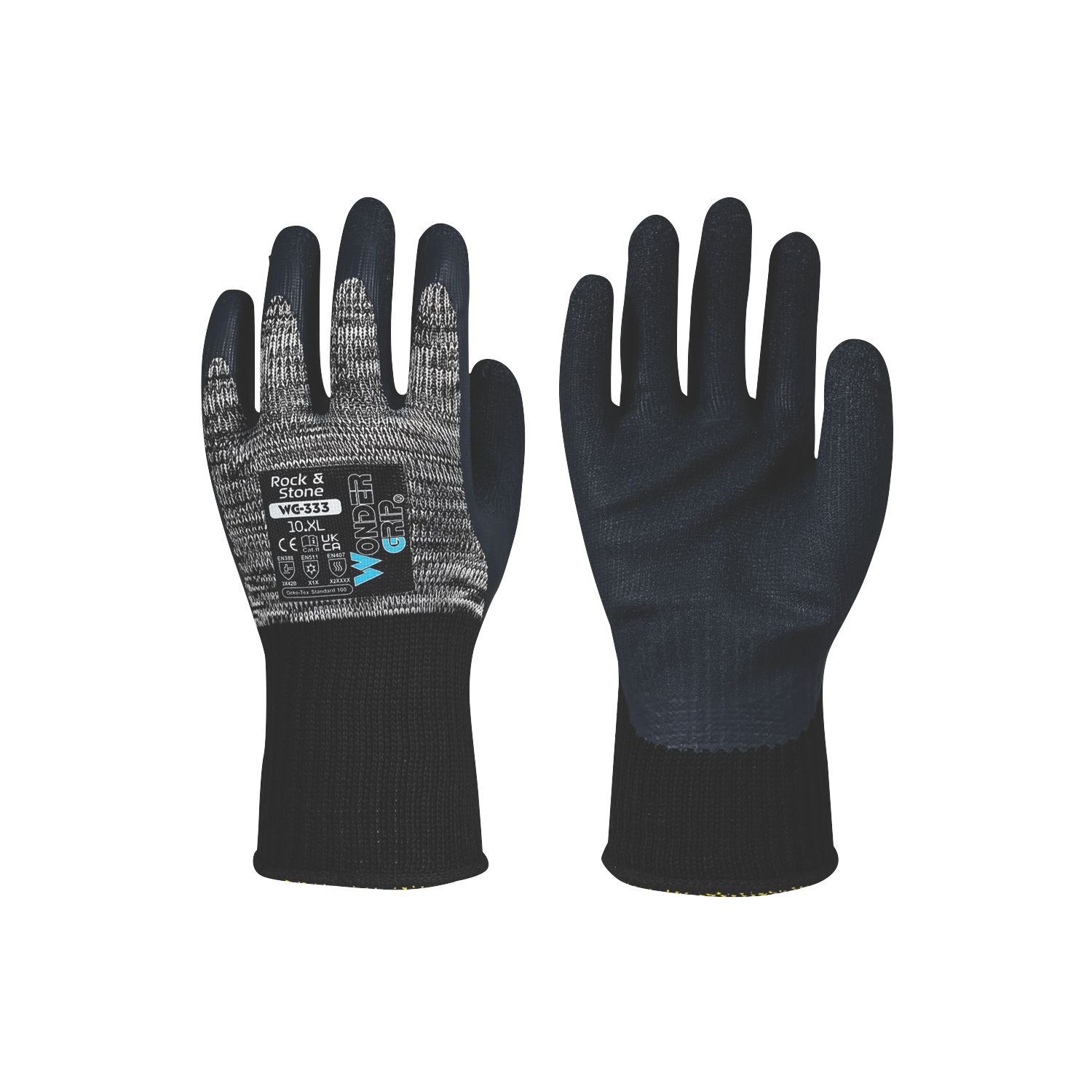 Wonder Grip WG-333 Rock & Stone Protective Work Gloves Grey/Blue/Black X Large (117PP)