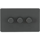 Knightsbridge  3-Gang 2-Way LED Intelligent Dimmer Switch  Anthracite