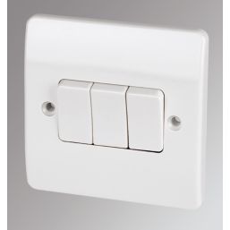 MK Logic Plus 10AX 3-Gang 2-Way Light Switch  White