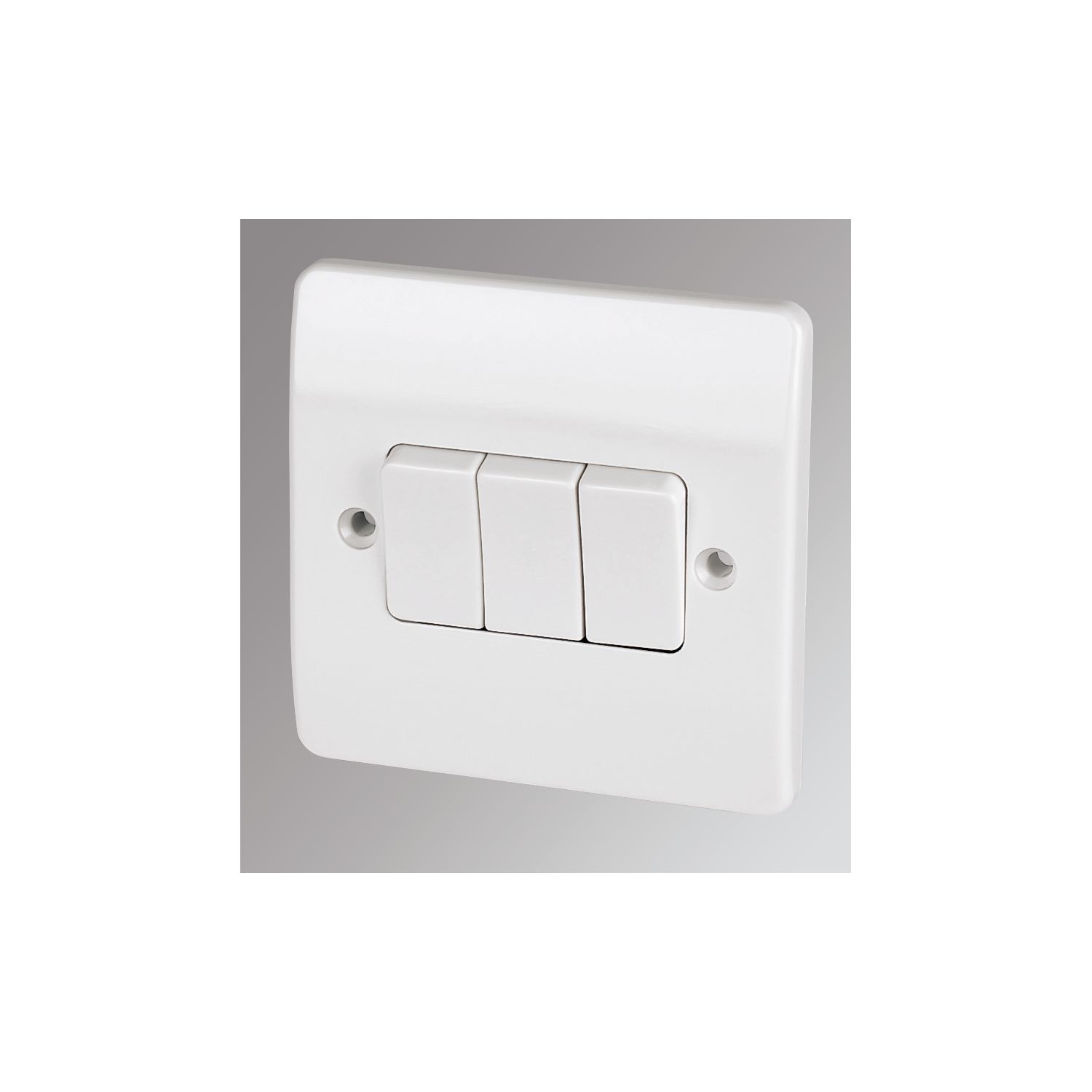 MK Logic Plus 10AX 3-Gang 2-Way Light Switch White (11860)