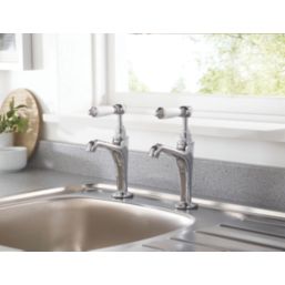 Bristan Renaissance High Neck Pillar Single Lever Taps Chrome-Plated 1 Pair