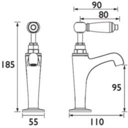 Bristan Renaissance High Neck Pillar Single Lever Taps Chrome-Plated 1 Pair