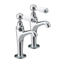 Bristan Renaissance High Neck Pillar Single Lever Taps Chrome-Plated 1 Pair