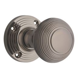 Designer Levers Beehive Door Knob Pair Black Nickel 60mm