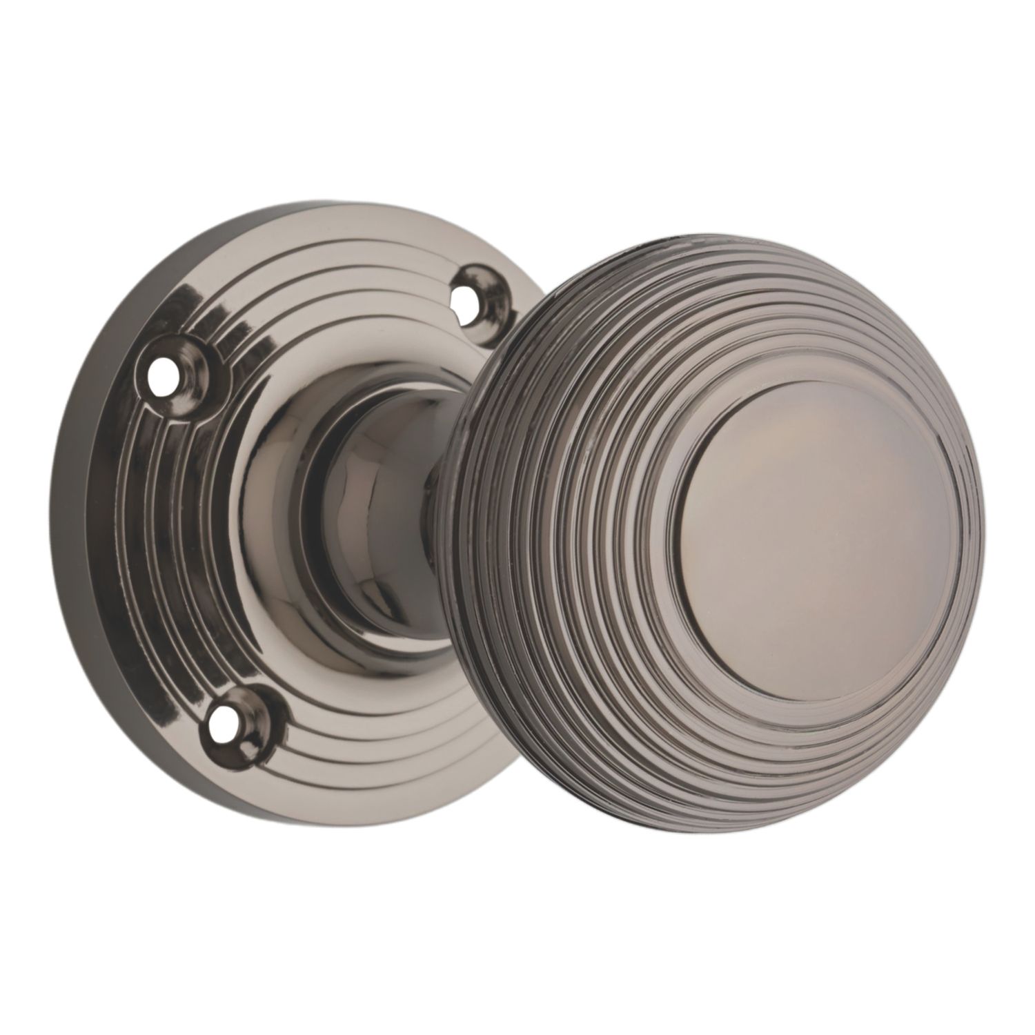 Designer Levers Beehive Door Knob Pair Black Nickel 60mm (118KK)