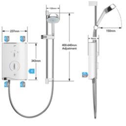 Mira Sport MTF White/Chrome 9.8kW  Electric Shower
