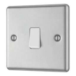 LAP  20A 16AX 1-Gang 2-Way Light Switch  Brushed Stainless Steel with White Inserts