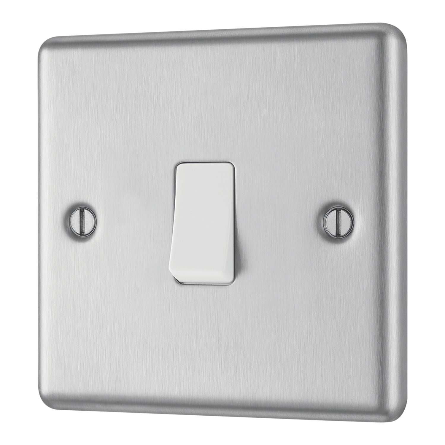 LAP 20A 16AX 1-Gang 2-Way Light Switch Brushed Stainless Steel with White Inserts (118PN)