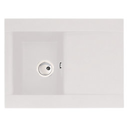 Abode Aspekt 1 Bowl Granite Composite Kitchen Sink White Reversible 716mm x 500mm