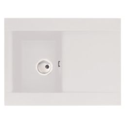 Abode Aspekt 1 Bowl Granite Composite Kitchen Sink White Reversible 716mm x 500mm
