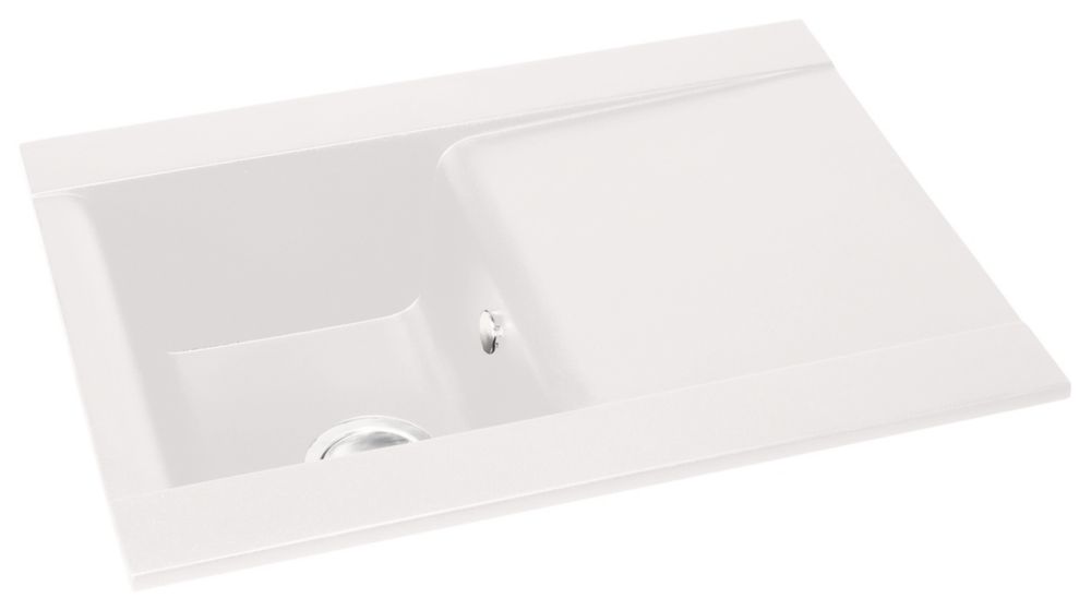 Abode Aspekt 1 Bowl Granite Composite Kitchen Sink White Reversible 716mm x 500mm