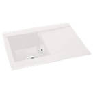 Abode Aspekt 1 Bowl Granite Composite Kitchen Sink White Reversible 716 x 500mm