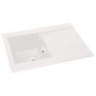 Abode Aspekt 1 Bowl Granite Composite Kitchen Sink White Reversible 716mm x 500mm