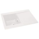 Abode Aspekt 1 Bowl Granite Composite Kitchen Sink White Reversible 716mm x 500mm