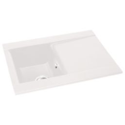 Abode Aspekt 1 Bowl Granite Composite Kitchen Sink White Reversible 716mm x 500mm