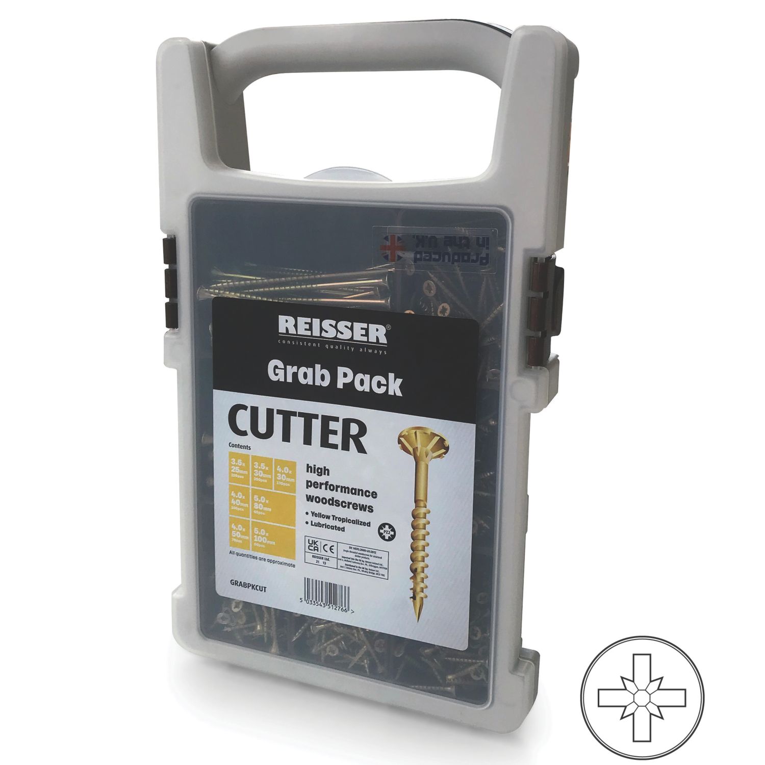 Reisser PZ Countersunk Cutter Screws in a Grab Case 830 Pieces (118TW)