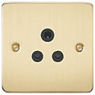 Knightsbridge FP5ABB 5A 1-Gang Unswitched Socket Brushed Brass with Black Inserts