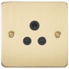 Knightsbridge  5A 1-Gang Unswitched Socket Brushed Brass with Black Inserts