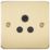 Knightsbridge  5A 1-Gang Unswitched Socket Brushed Brass with Black Inserts