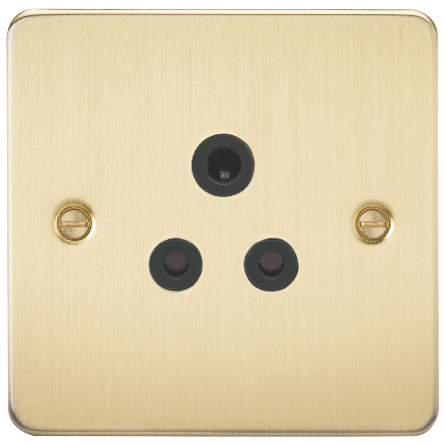 Knightsbridge 5A 1-Gang Unswitched Socket Brushed Brass with Black Inserts (118TY)