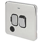 Schneider Electric Lisse Deco 13A Switched Fused Spur & Flex Outlet with LED Polished Chrome with Black Inserts