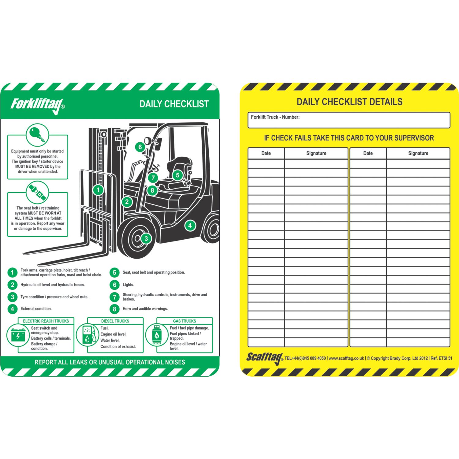 Scafftag Forklift Inserts 10 Pack (119FV)
