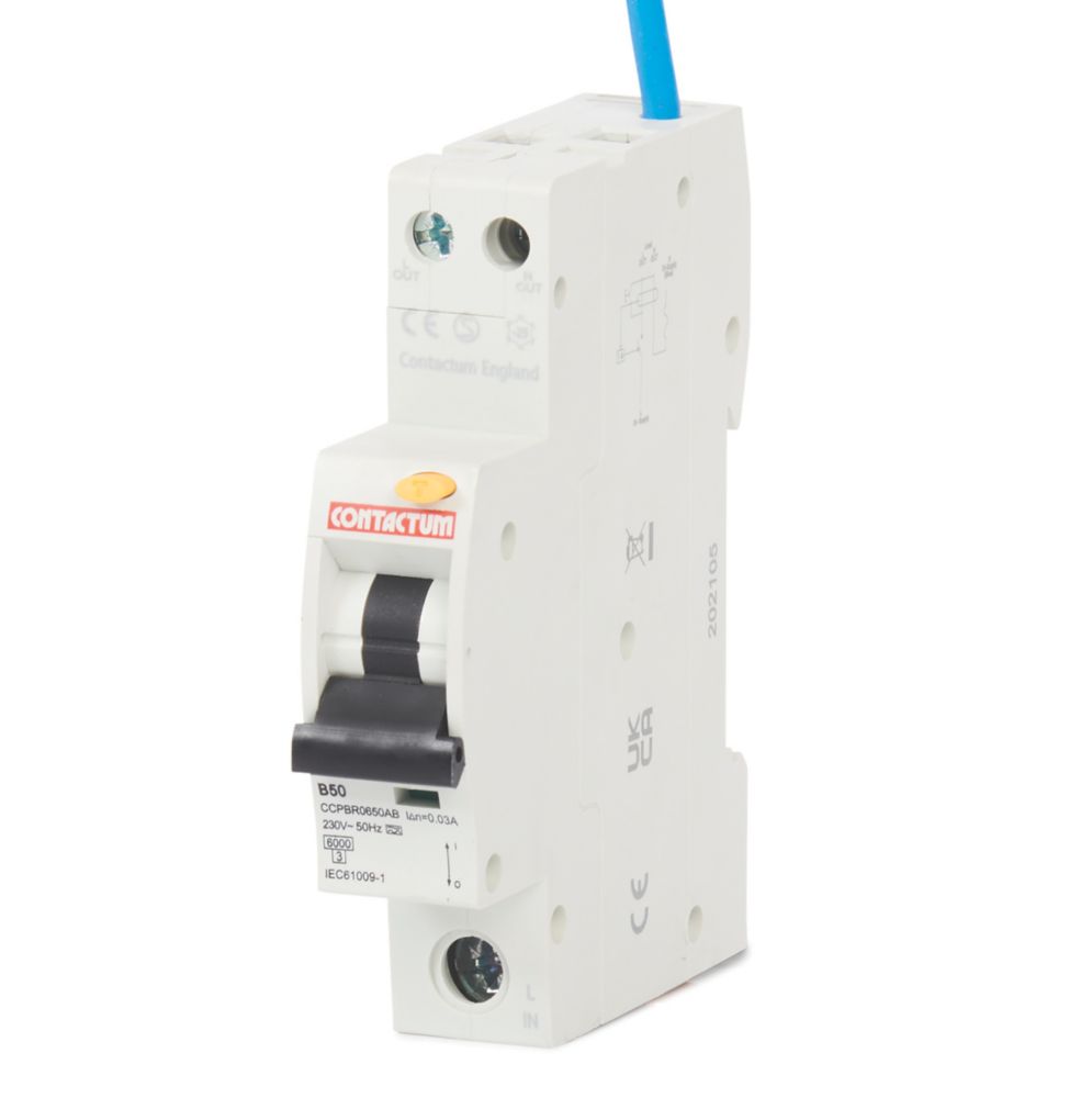 Contactum Defender 50A 30mA SP Type B Compact RCBO - Screwfix