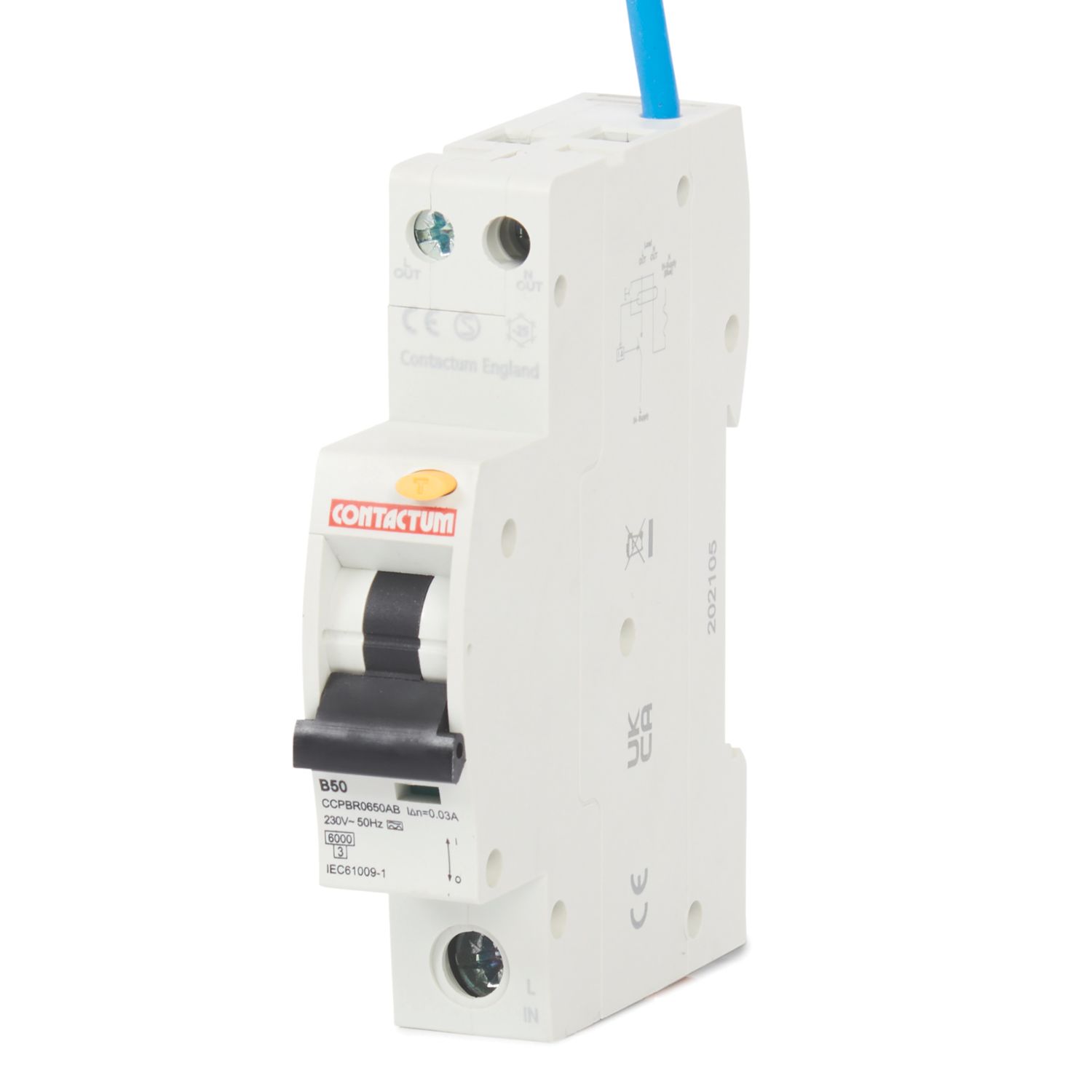Contactum Defender 50A 30mA Type A SP B Curve Compact RCBO (119HA)