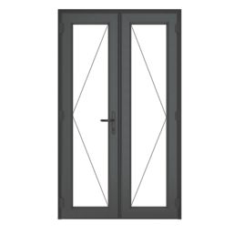 Crystal  Anthracite Grey Double-Glazed uPVC French Door Set 2090mm x 1390mm