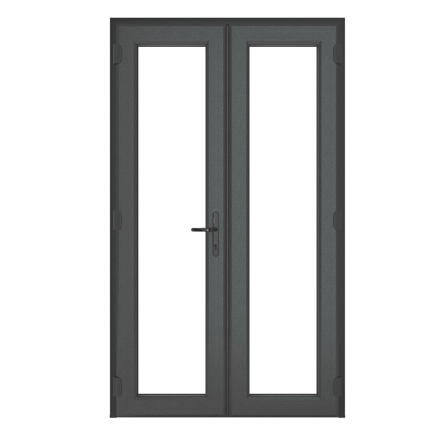 Crystal Anthracite Grey Double-Glazed uPVC French Door Set 2090mm x 1390mm (119JP)
