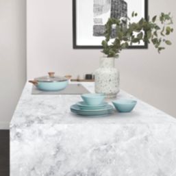 Wilsonart Zenith Marmo Treviso Matt Grey  Marble Effect Compact Laminate Breakfast Bar 3000mm x 950mm x 12mm