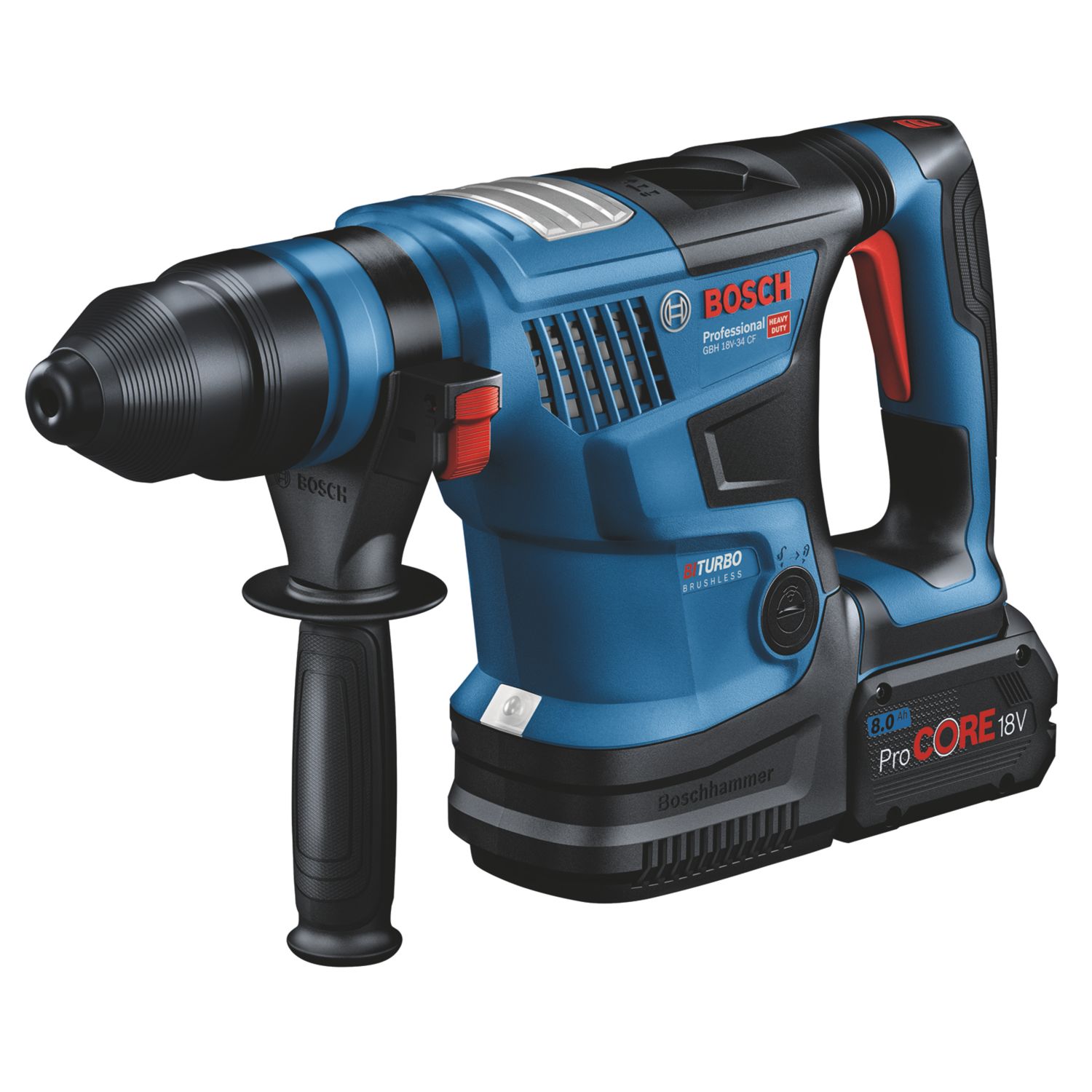 Bosch GBH 18V-34 CF 5.9kg 18V 2 x 8.0Ah Li-Ion ProCORE Brushless Cordless BITURBO SDS Plus Rotary Hammer (119RT)