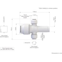 JG Speedfit PEM582215AWP Plastic Push-Fit Reducing 2 Port Plumbing Manifold 22mm x 10mm