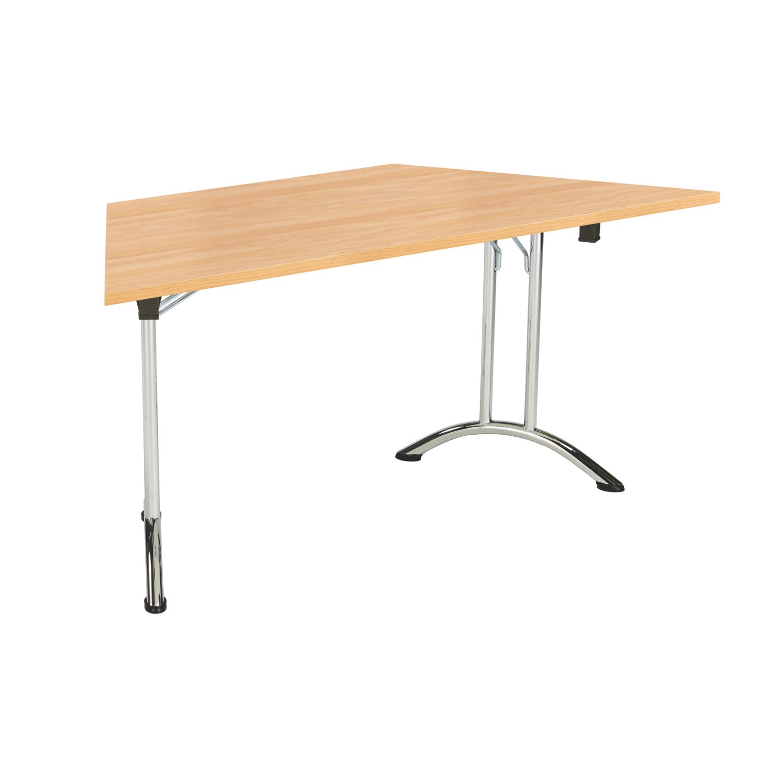 TC Group One Union Trapezoidal Folding Table Beech/Silver 1600mm x 800mm (119TT)