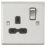 Knightsbridge  13A 1-Gang DP Switched Single Socket Brushed Chrome  with Black Inserts