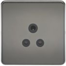 Knightsbridge  5A 1-Gang Unswitched Socket Black Nickel with Black Inserts