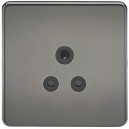 Knightsbridge  5A 1-Gang Unswitched Socket Black Nickel with Black Inserts