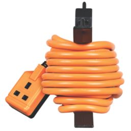 Masterplug 13A 1-Gang Unswitched  Garden Extension Lead & Cable Tidy Orange 15m