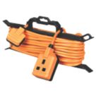 Masterplug 13A 1-Gang Unswitched  Garden Extension Lead & Cable Tidy Orange 15m
