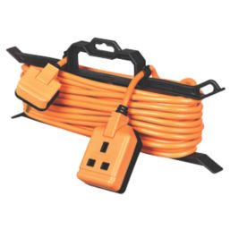 Masterplug 13A 1-Gang Unswitched  Garden Extension Lead & Cable Tidy Orange 15m