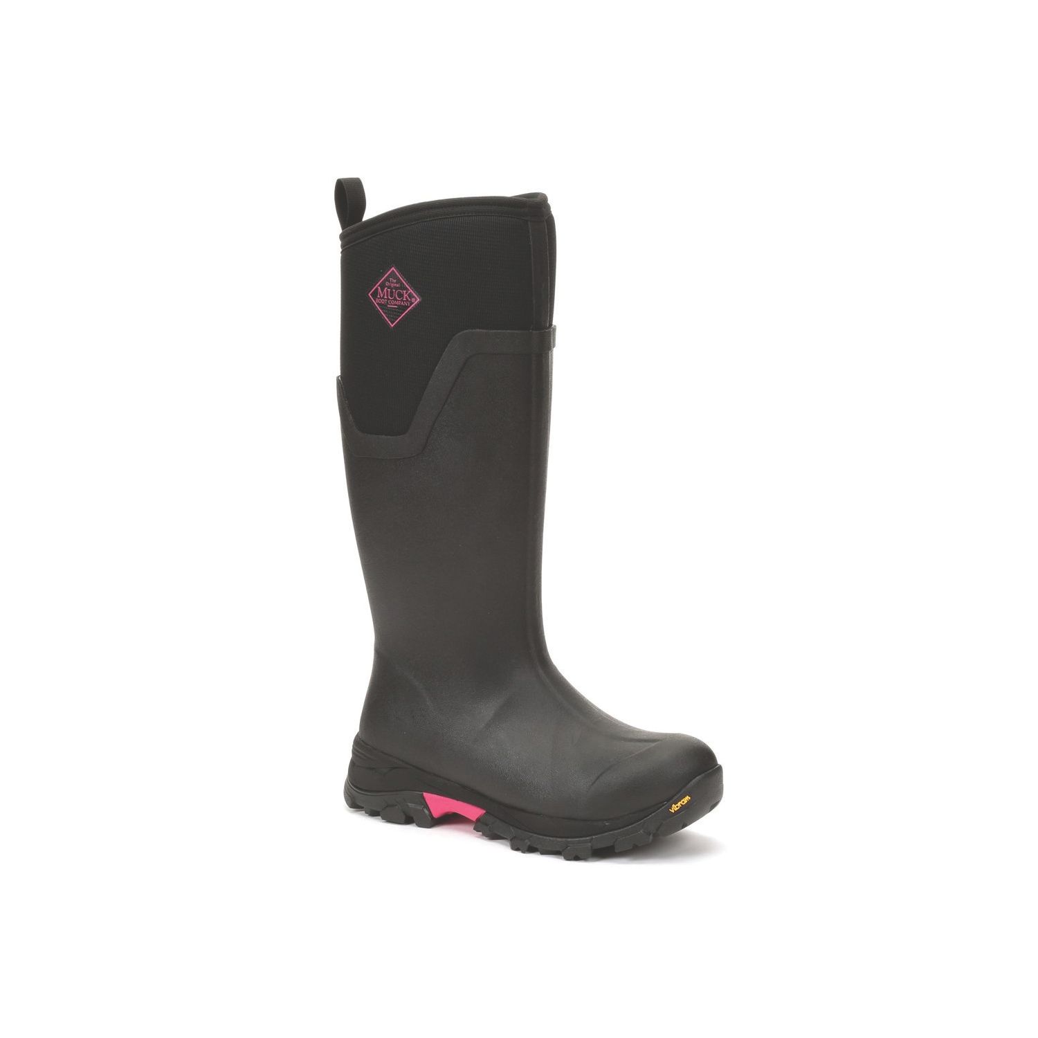 Muck Boots Arctic Ice Tall Size 8 Womens Black/Pink Non Safety Wellies (119XR)