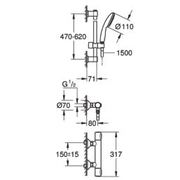 Grohe Precision Flow Rear-Fed Exposed Chrome Thermostatic Shower Mixer Set