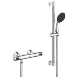 Grohe Precision Flow Rear-Fed Exposed Chrome Thermostatic Shower Mixer Set