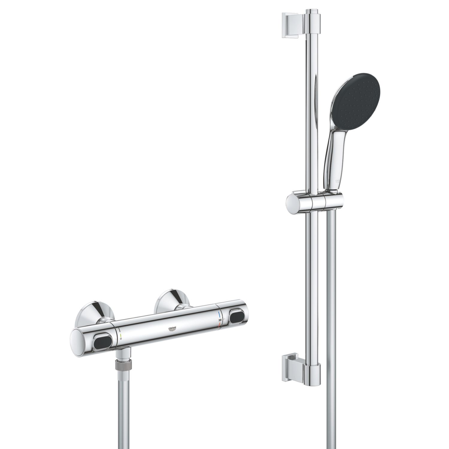 Grohe Precision Flow Rear-Fed Exposed Chrome Thermostatic Shower Mixer Set (119YX)