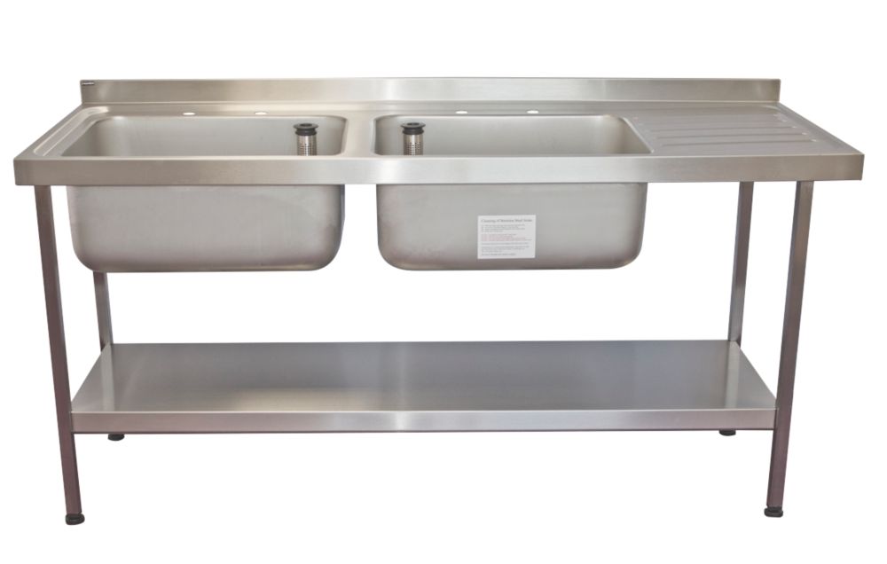 Midi 2 Bowl Stainless Steel Catering Sink 1800mm x 650mm Screwfix